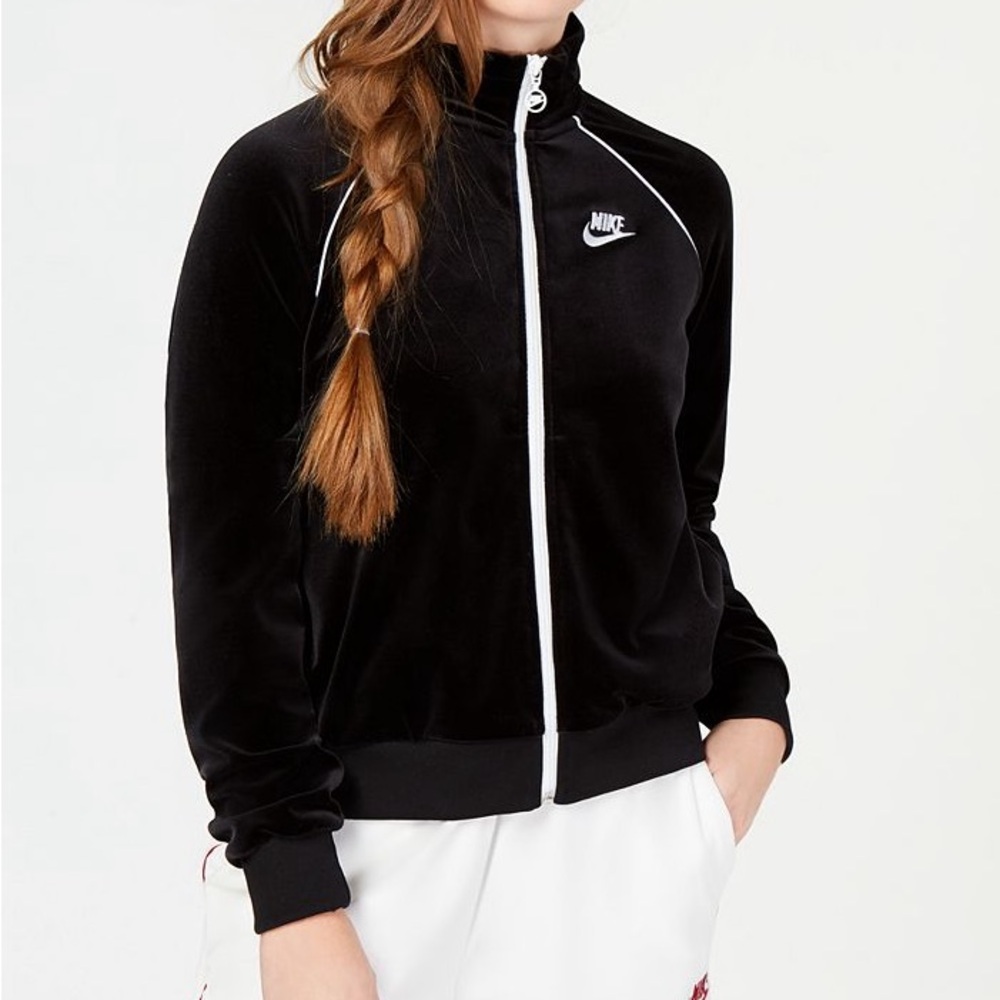 Nike Women's Black Full Zip Velour Track Jacket Size Small - Picture 2 of 5